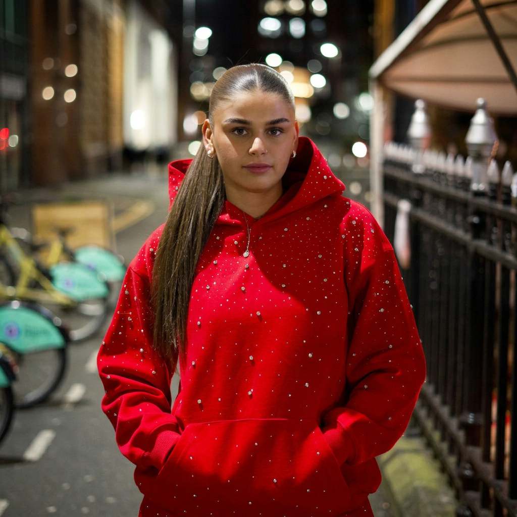 Aallyva Rhinestone Hoodie
